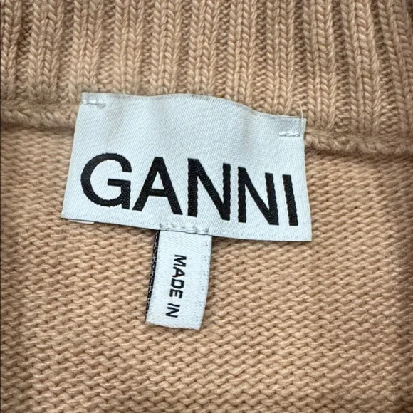 Ganni Camel Graphic Cherry Sweater